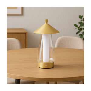 Arc + Hue Shoji Rechargeable LED Table Lamp Gold IP54 Dimmable